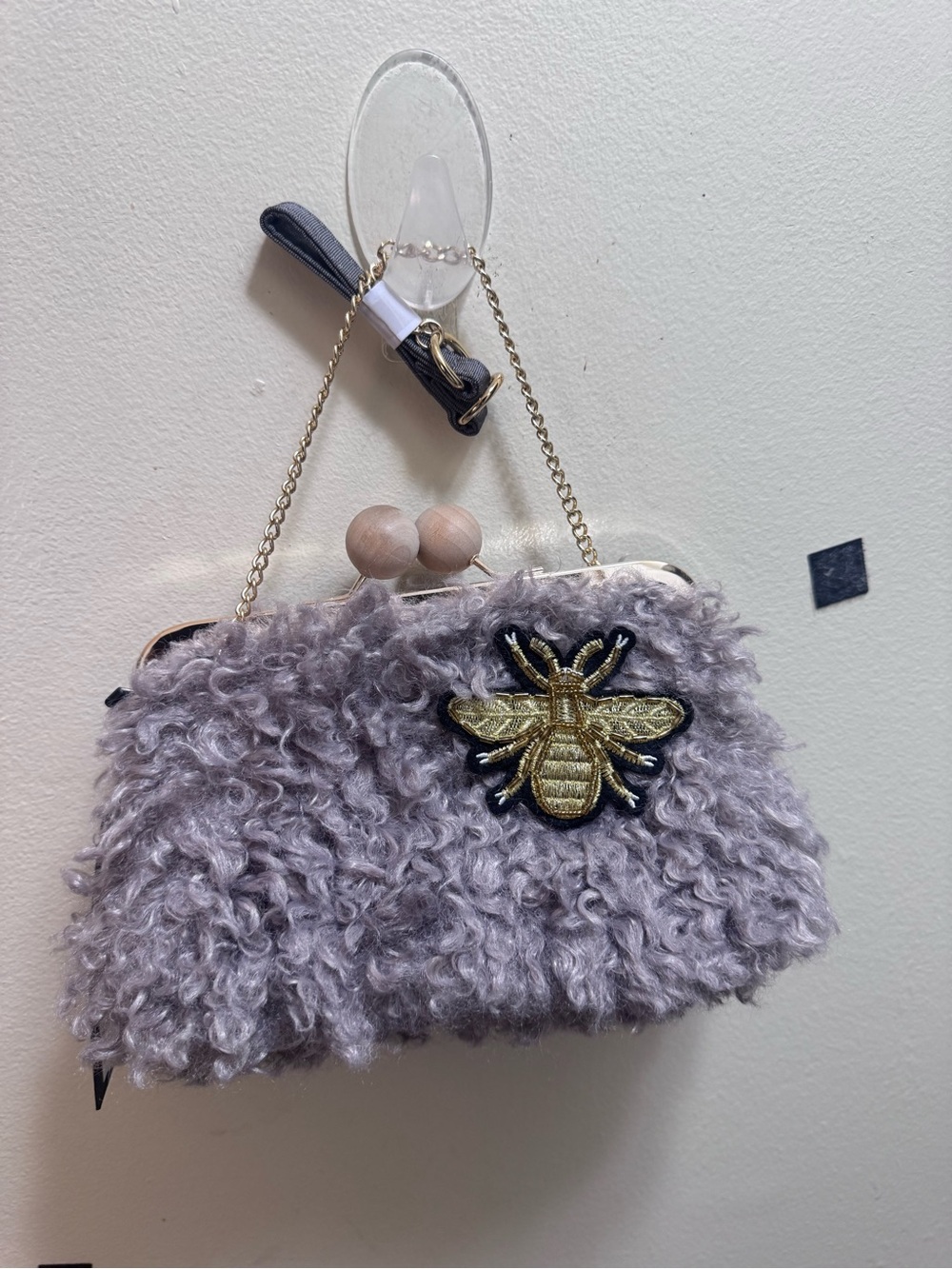 Gama Pouch" shaggy faux fur clutch/crossbody handbag by Unbillion